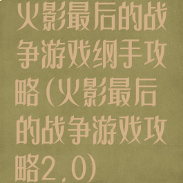 火影最后的战争游戏纲手攻略(火影最后的战争游戏攻略2.0)