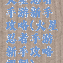 火星忍者手游新手攻略(火星忍者手游新手攻略视频)