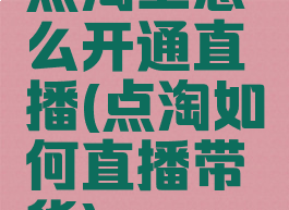 点淘上怎么开通直播(点淘如何直播带货)