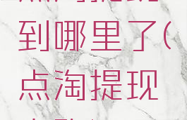 点淘提现到哪里了(点淘提现套路)