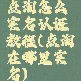 点淘怎么实名认证教程(点淘在哪里实名)