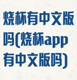 烧杯有中文版吗(烧杯app有中文版吗)