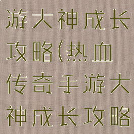 热血传奇手游大神成长攻略(热血传奇手游大神成长攻略大全)