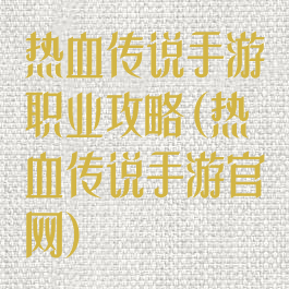 热血传说手游职业攻略(热血传说手游官网)