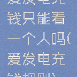 爱发电充钱只能看一个人吗(爱发电充钱规则)