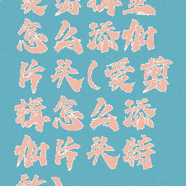 爱剪辑里怎么添加片头(爱剪辑怎么添加片头特效)