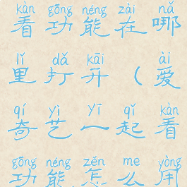 爱奇艺一起看功能在哪里打开(爱奇艺一起看功能怎么用)