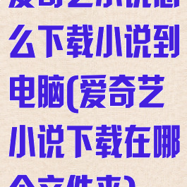 爱奇艺小说怎么下载小说到电脑(爱奇艺小说下载在哪个文件夹)