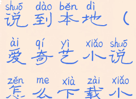 爱奇艺小说怎么下载小说到本地(爱奇艺小说怎么下载小说到本地文档)