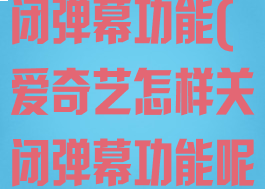 爱奇艺怎样关闭弹幕功能(爱奇艺怎样关闭弹幕功能呢)