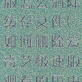 爱奇艺极速版怎么清除缓存文件(如何删除爱奇艺极速版观看的历史记录)