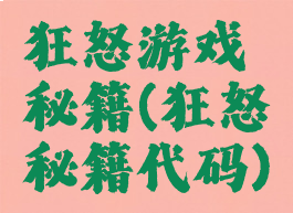狂怒游戏秘籍(狂怒秘籍代码)