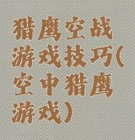 猎鹰空战游戏技巧(空中猎鹰游戏)