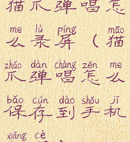 猫爪弹唱怎么录屏(猫爪弹唱怎么保存到手机相册)