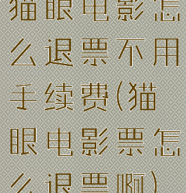 猫眼电影怎么退票不用手续费(猫眼电影票怎么退票啊)