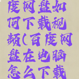 电脑版百度网盘如何下载视频(百度网盘在电脑怎么下载视频)