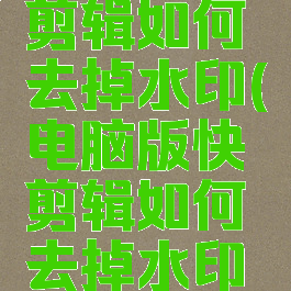 电脑版快剪辑如何去掉水印(电脑版快剪辑如何去掉水印保存)