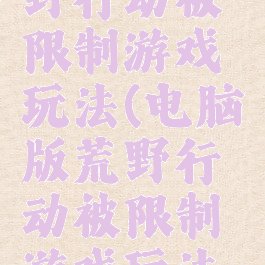 电脑版荒野行动被限制游戏玩法(电脑版荒野行动被限制游戏玩法怎么解决)