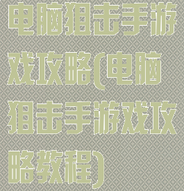 电脑狙击手游戏攻略(电脑狙击手游戏攻略教程)