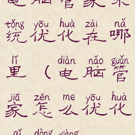 电脑管家系统优化在哪里(电脑管家怎么优化启动项)