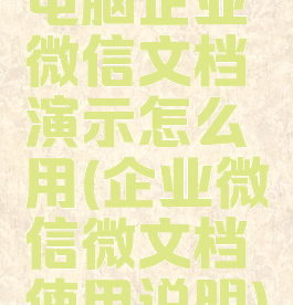 电脑企业微信文档演示怎么用(企业微信微文档使用说明)