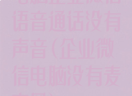 电脑企业微信语音通话没有声音(企业微信电脑没有麦克风)