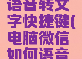 电脑微信语音转文字快捷键(电脑微信如何语音转文字)