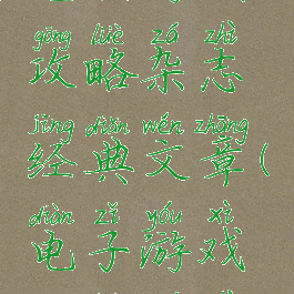 电脑游戏攻略杂志经典文章(电子游戏攻略杂志)