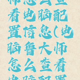 电脑鲁大师怎么查看电脑配置信息(电脑鲁大师怎么查看电脑配置信息啊)