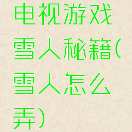 电视游戏雪人秘籍(雪人怎么弄)