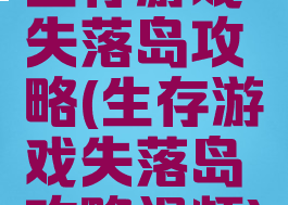 生存游戏失落岛攻略(生存游戏失落岛攻略视频)