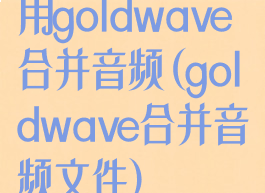 用goldwave合并音频(goldwave合并音频文件)