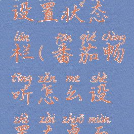 番茄畅听设置状态栏(番茄畅听怎么设置在桌面上)