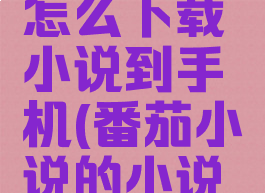 番茄小说怎么下载小说到手机(番茄小说的小说怎么下载)