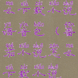 番茄小说怎么下载小说语音包(番茄小说怎么下载小说语音包呢)