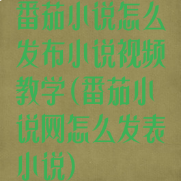 番茄小说怎么发布小说视频教学(番茄小说网怎么发表小说)