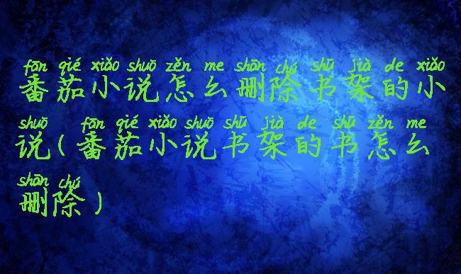 番茄小说怎么删除书架的小说(番茄小说书架的书怎么删除)