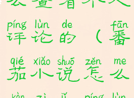 番茄小说怎么查看个人评论的(番茄小说怎么看自己评论)
