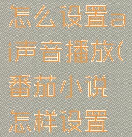 番茄小说怎么设置ai声音播放(番茄小说怎样设置有声小说)