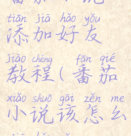 番茄小说添加好友教程(番茄小说该怎么加好友)