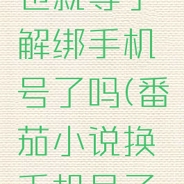 番茄小说退出登录也就等于解绑手机号了吗(番茄小说换手机号了登不上去了)