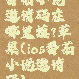 番茄小说邀请码在哪里填?苹果(ios番茄小说邀请码)