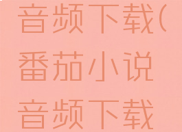 番茄小说音频下载(番茄小说音频下载路径)