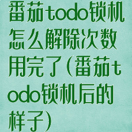 番茄todo锁机怎么解除次数用完了(番茄todo锁机后的样子)