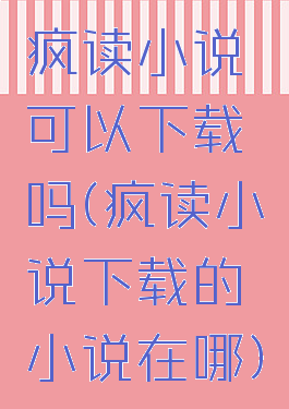 疯读小说可以下载吗(疯读小说下载的小说在哪)