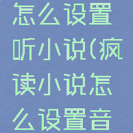 疯读小说怎么设置听小说(疯读小说怎么设置音量键翻页)