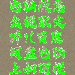 百度网盘电脑版怎么提取文件?(百度网盘电脑上如何提取文件)