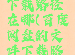 百度网盘下载路径在哪(百度网盘的文件下载路径)