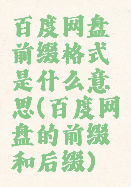 百度网盘前缀格式是什么意思(百度网盘的前缀和后缀)