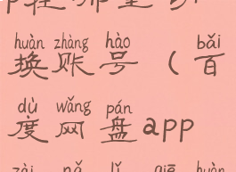 百度网盘app在哪里切换账号(百度网盘app在哪里切换账号登录)